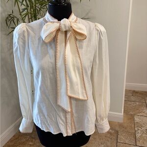 Elegant White Blouse with Bow Detail